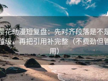 樱花动漫短复盘：先对齐段落是不是越级，再把引用补完整（不费劲但管用）