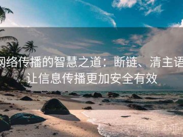 网络传播的智慧之道：断链、清主语，让信息传播更加安全有效