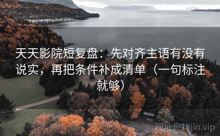 天天影院短复盘：先对齐主语有没有说实，再把条件补成清单（一句标注就够）